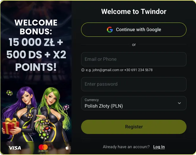 Twindor Casino – rejestracja